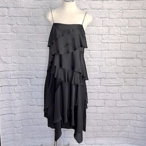 Jason Wu Grey label black slip tiered midi dress size 8